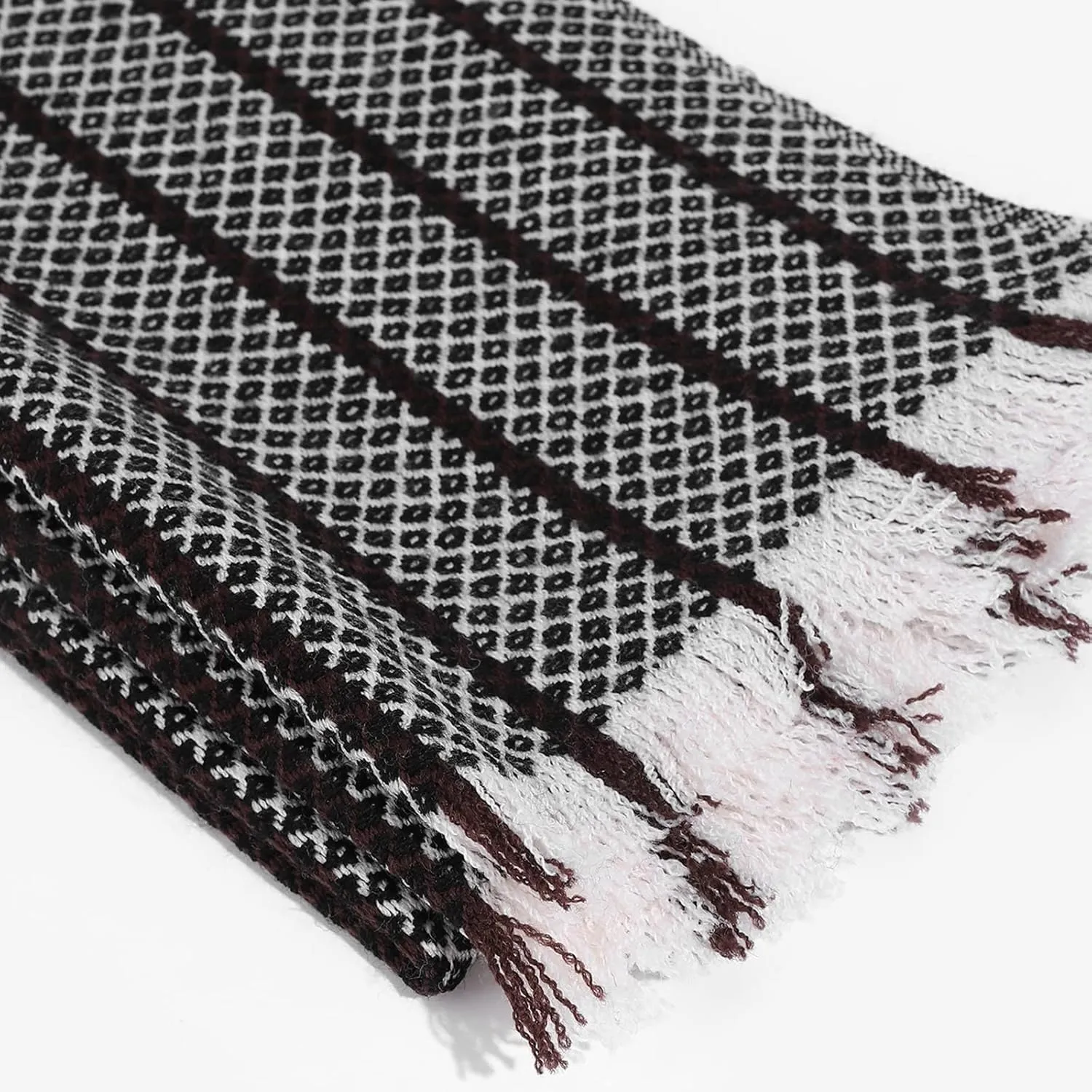 Pure Wool Scarves For men women, Pashmina Tartan Scarf,Cold Weather Scarf, Vertical Stripe Knit Winter Scarf