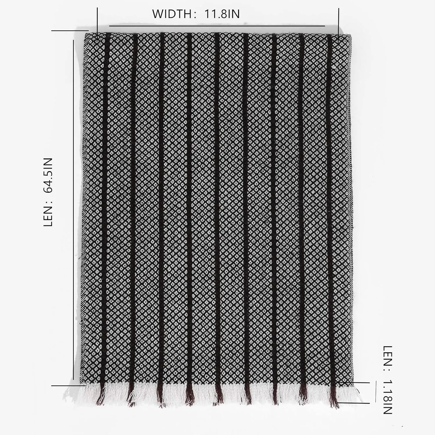 Pure Wool Scarves For men women, Pashmina Tartan Scarf,Cold Weather Scarf, Vertical Stripe Knit Winter Scarf