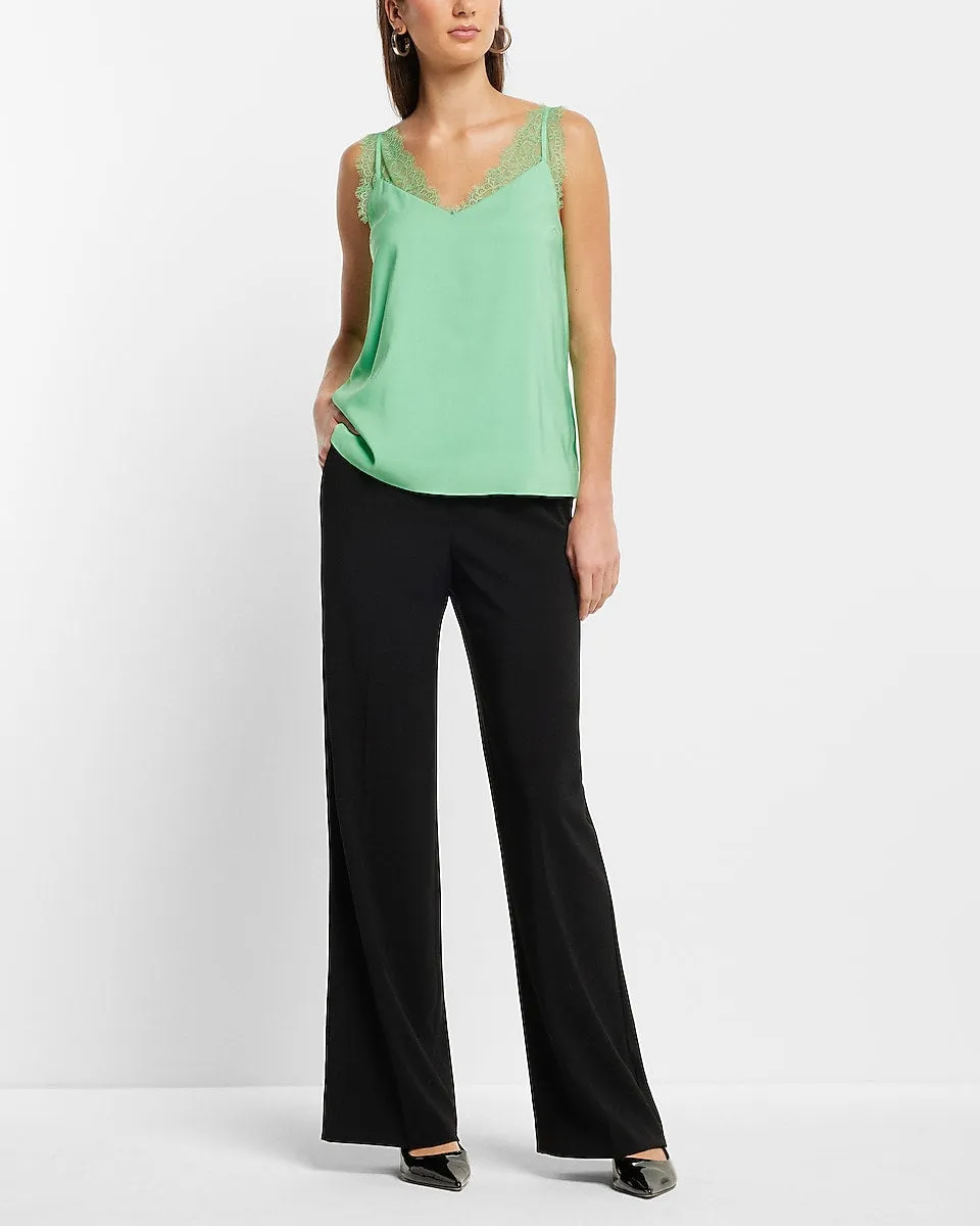 Satin Lace Strap V-Neck Downtown Cami in Bright Kelly
