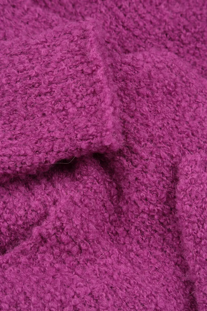 Short Royal Fuchsia Alpaca Wool Cardigan