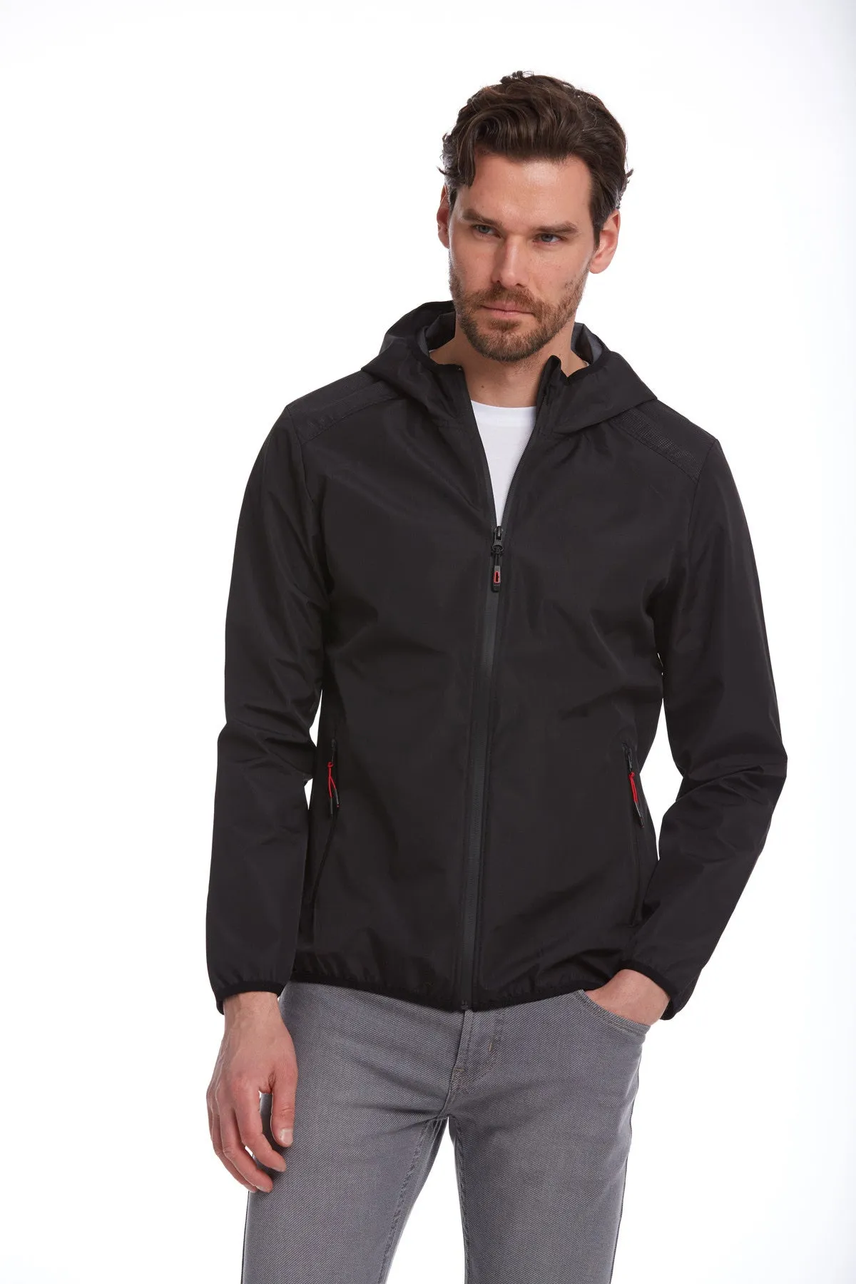 Slim Fit Black Seasonal Lykia Hooded Coat