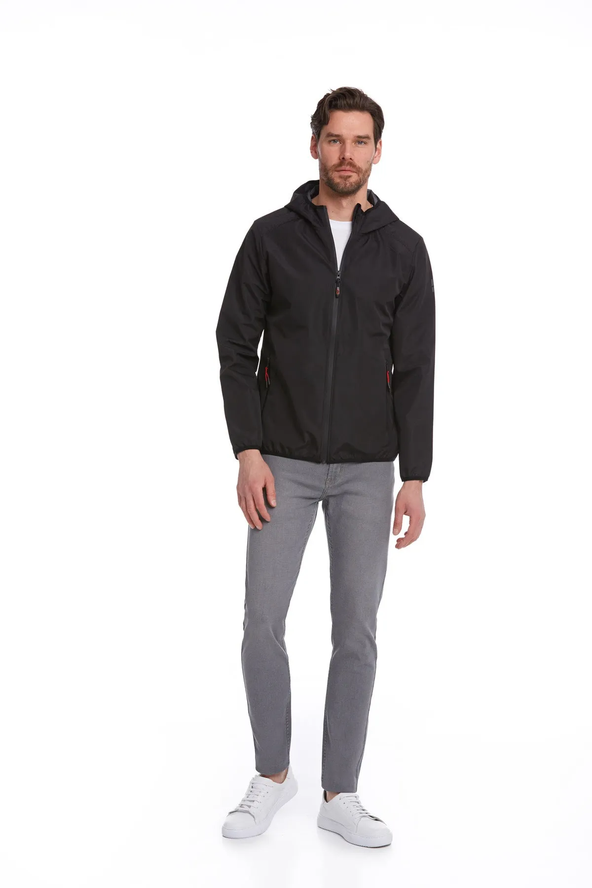 Slim Fit Black Seasonal Lykia Hooded Coat