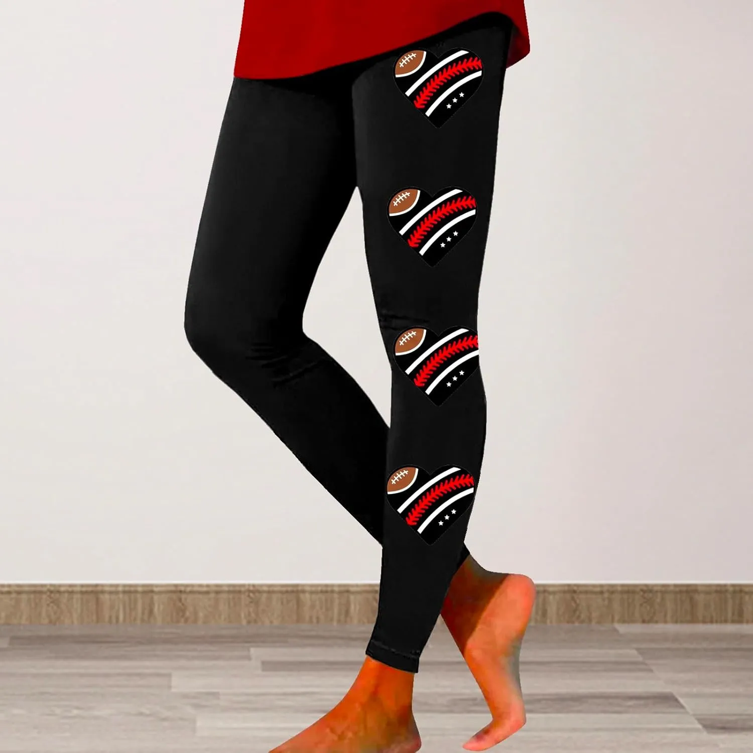 Thick Leggings for Women Valentine Plus Size Valentines Pants Women Sugar Love Heart Pattern Yoga Pants