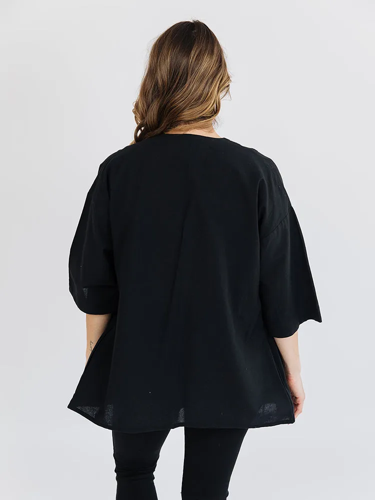 Tie Front Jacket - Black