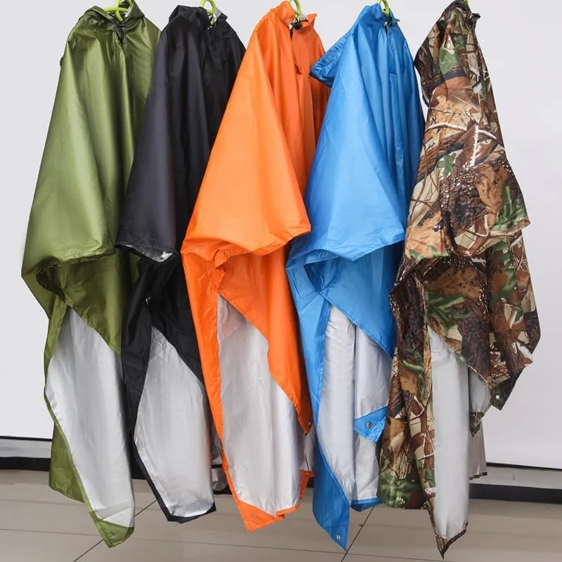 Waterproof Poncho Raincoat for Outdoor Camping, Tent Mat, Rain Coat, Cover Hood, Hiking, Cycling, 220x140cm