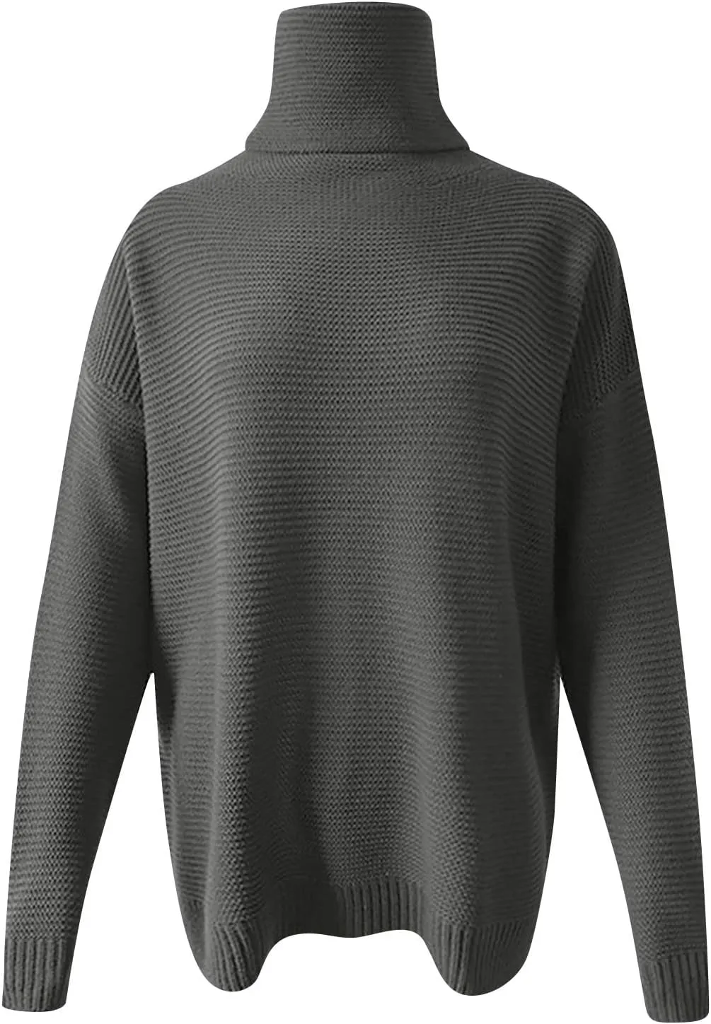 Women's Casual Long Sleeve Turtleneck Ribbed Knitted Striped Sweater Pullover Oversized Soft Blouse Tops Plus Size