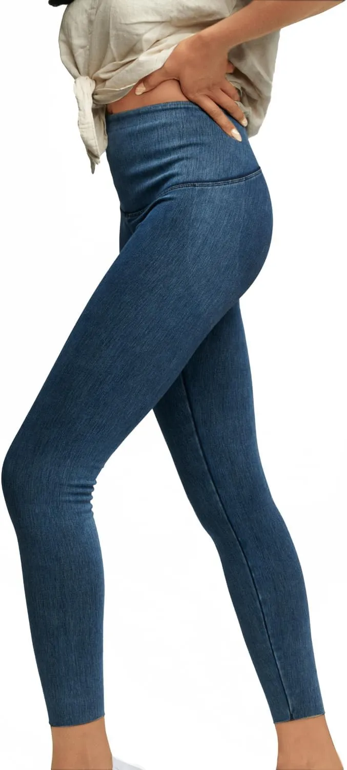 Women's Comfortable Yoga Jeggings with Denim Look Lightweight High Waist Leggings 25" 28"