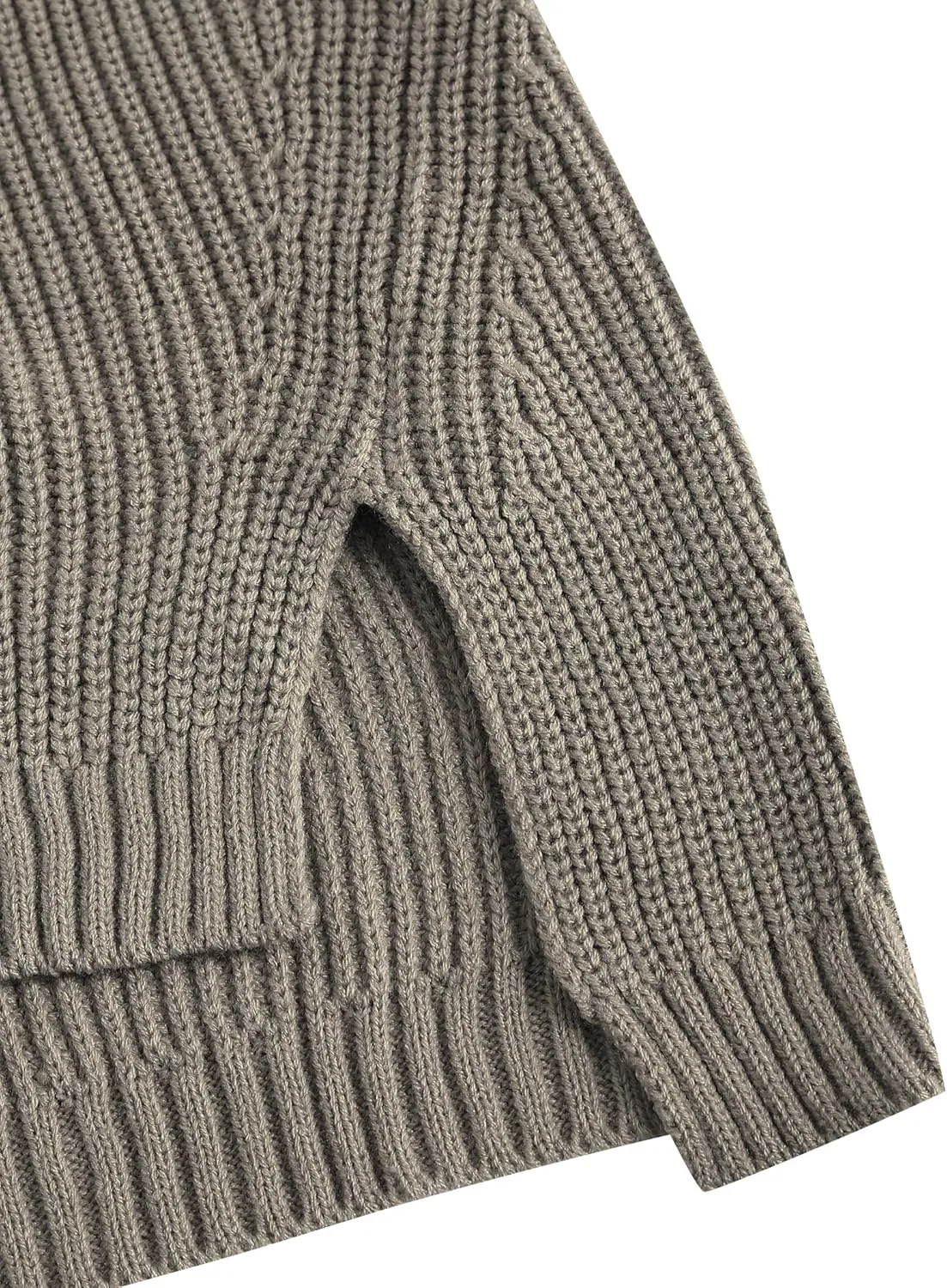 ZAFUL Women's Oversized Sweaters V Neck Long Sleeve Knit Pullover Batwing Drop Shoulder Split Tops Trendy Fall Outfits 2024